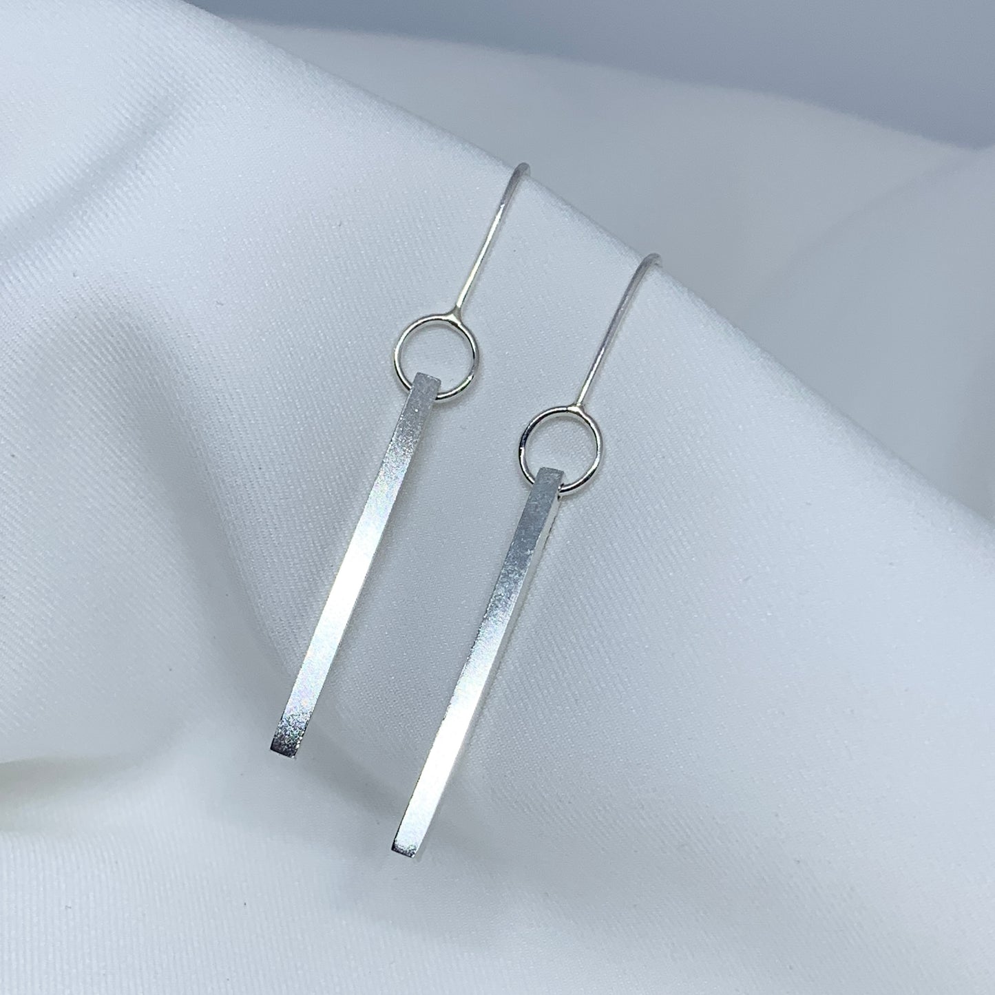 Long Bar Sterlings Silver Earrings