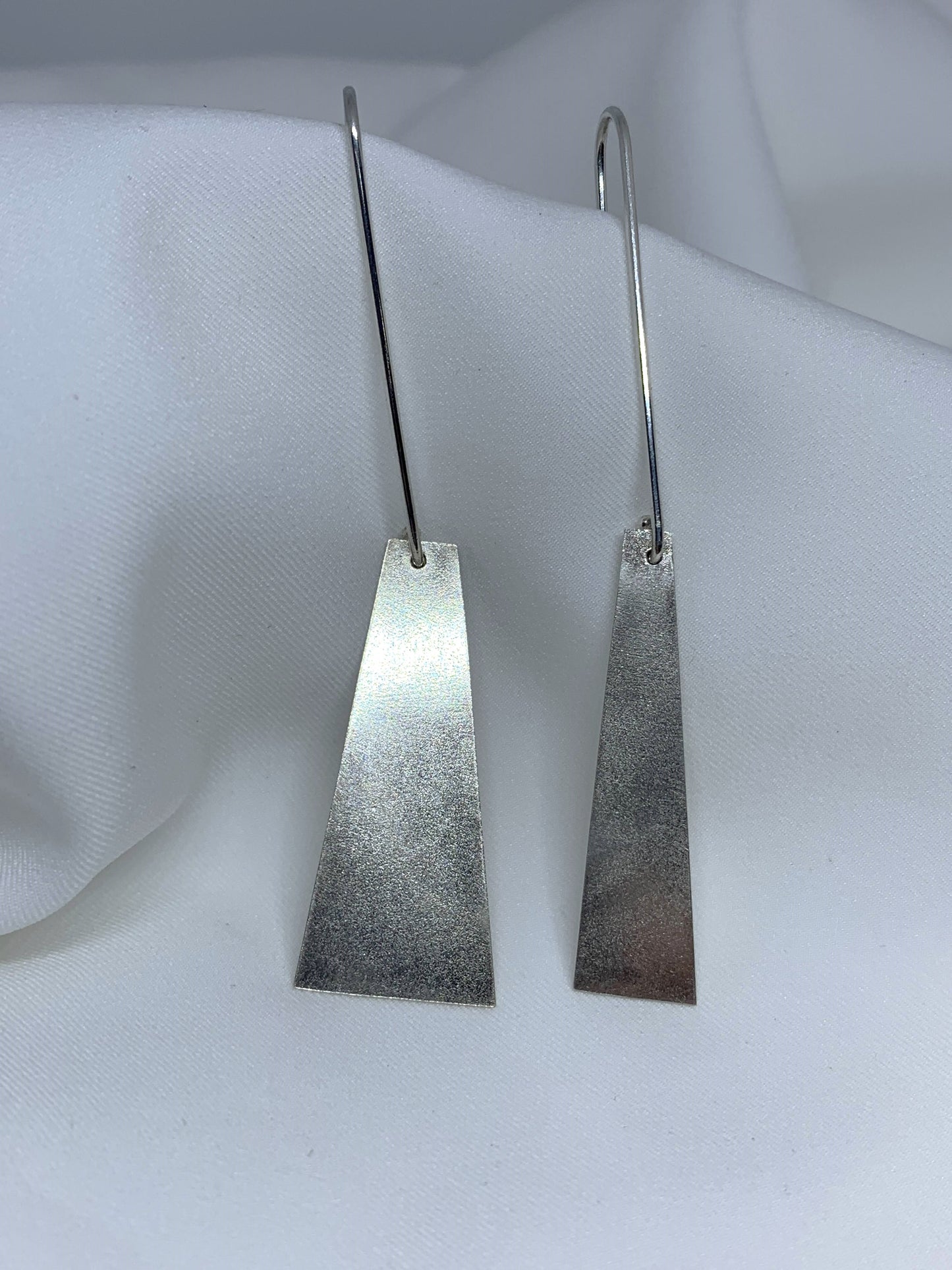 Long Asymmetrical Sterling silver hook earrings