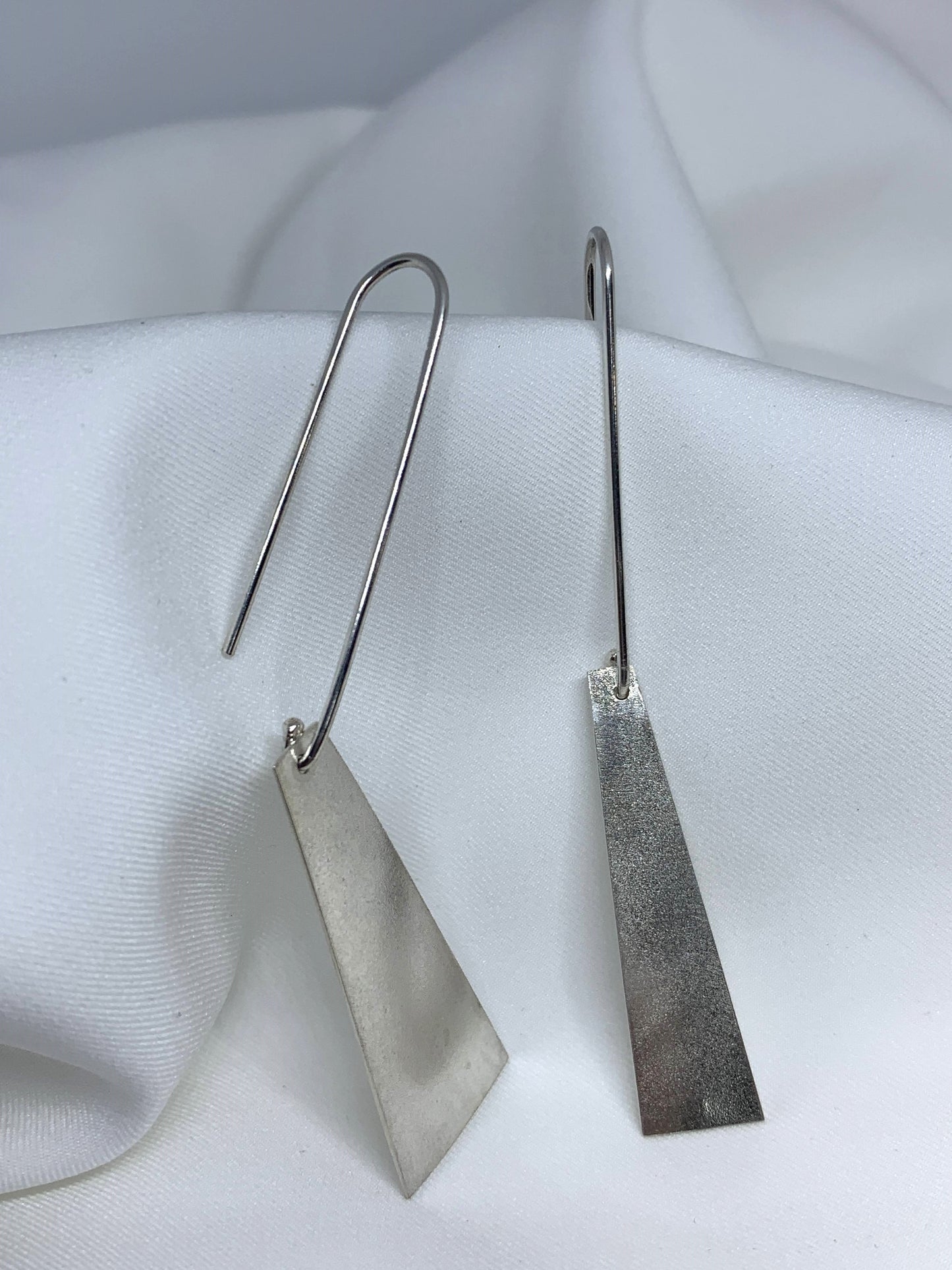 Long Asymmetrical Sterling silver hook earrings