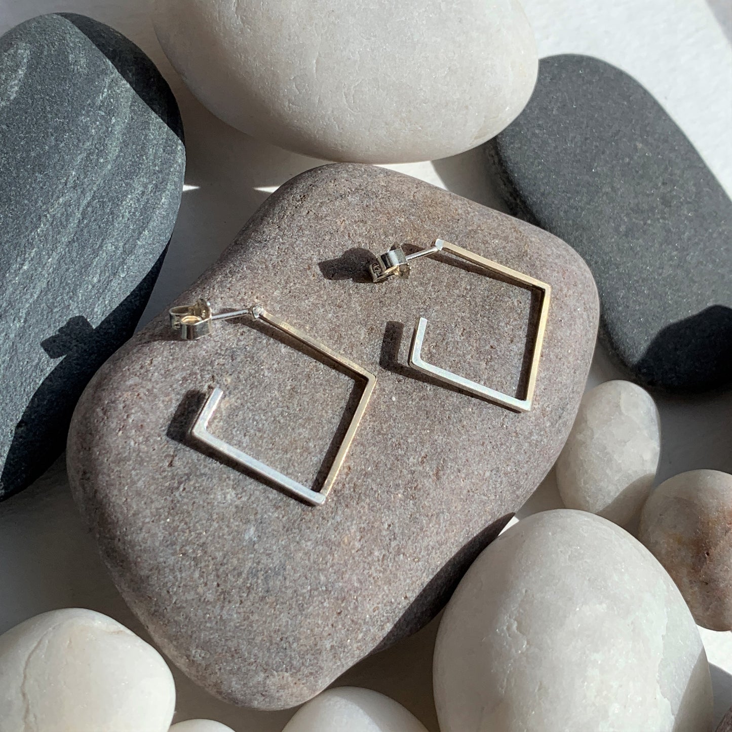 Square Hoops with duo 9ct Yellow Gold and Silver