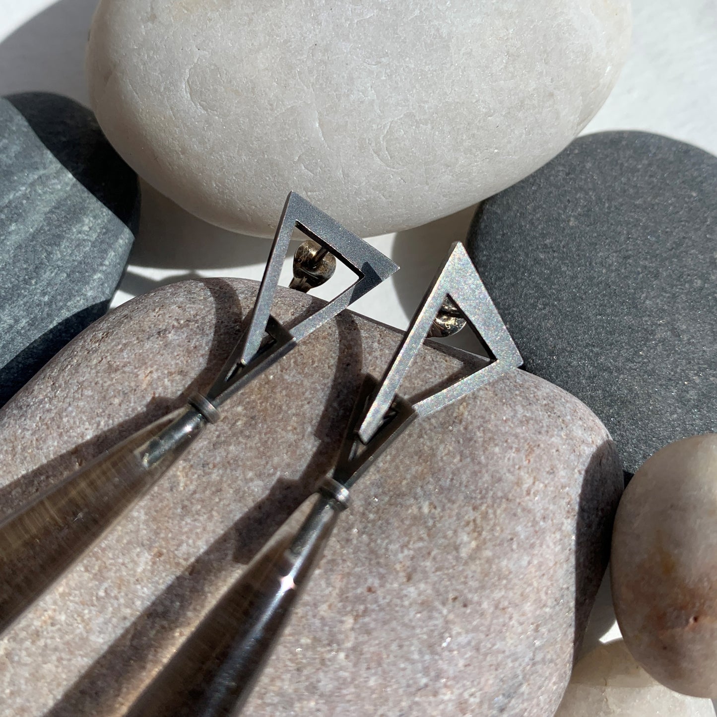 Smokey Quartz Drop Earring with Triangular Detail