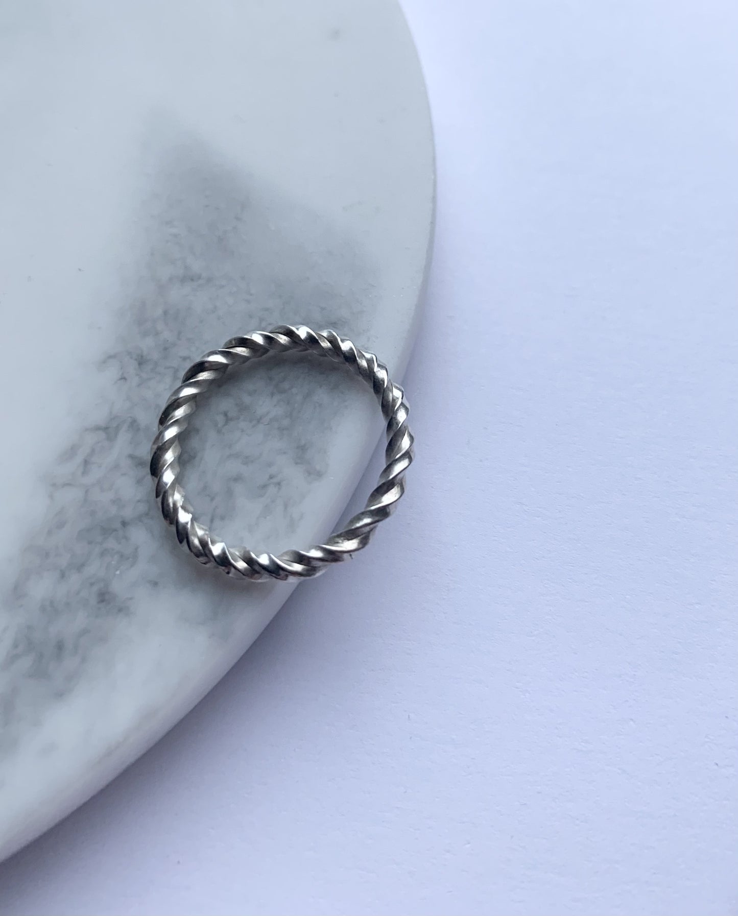 Double twisted square sterling silver ring