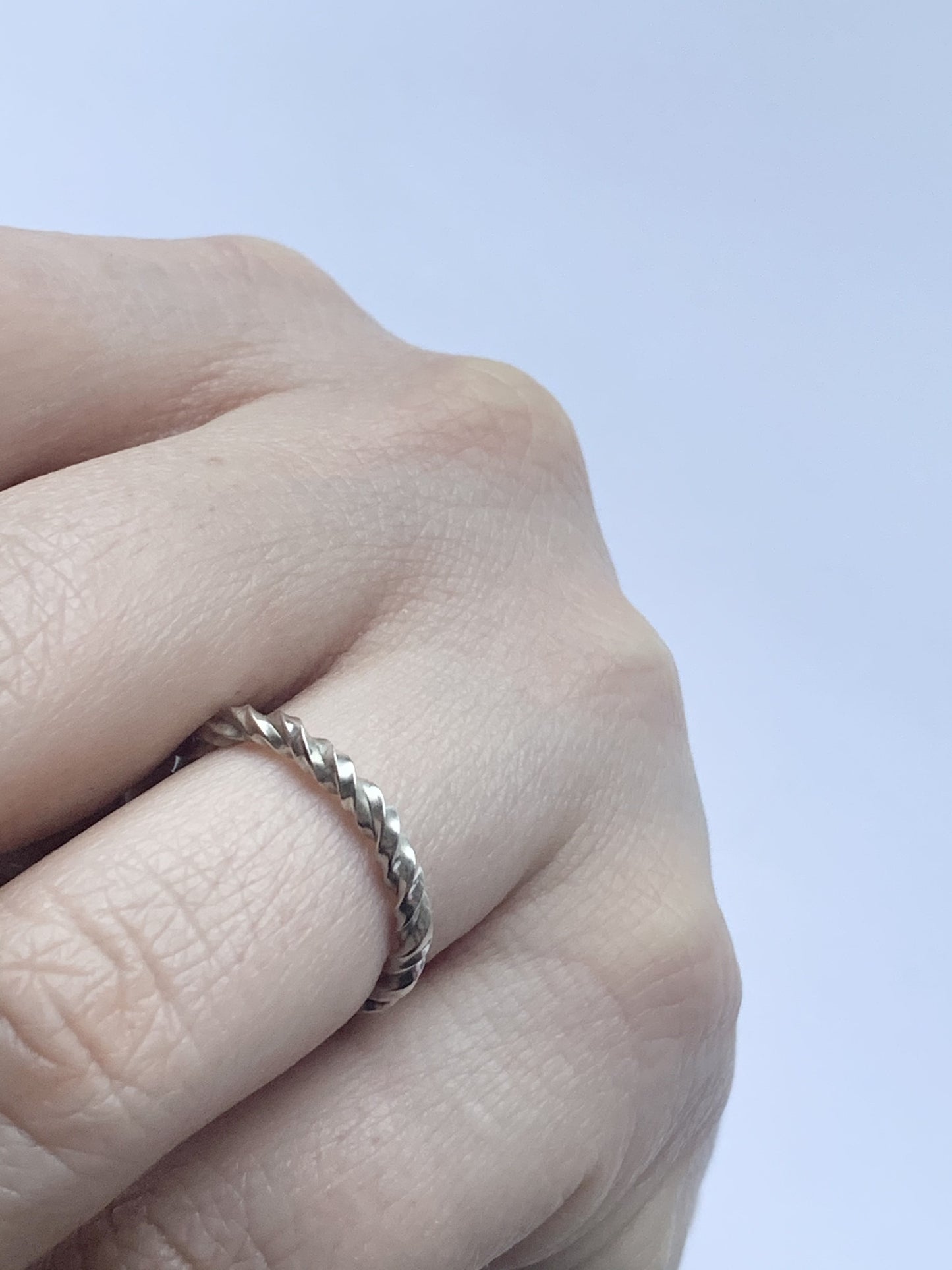 Double twisted square sterling silver ring