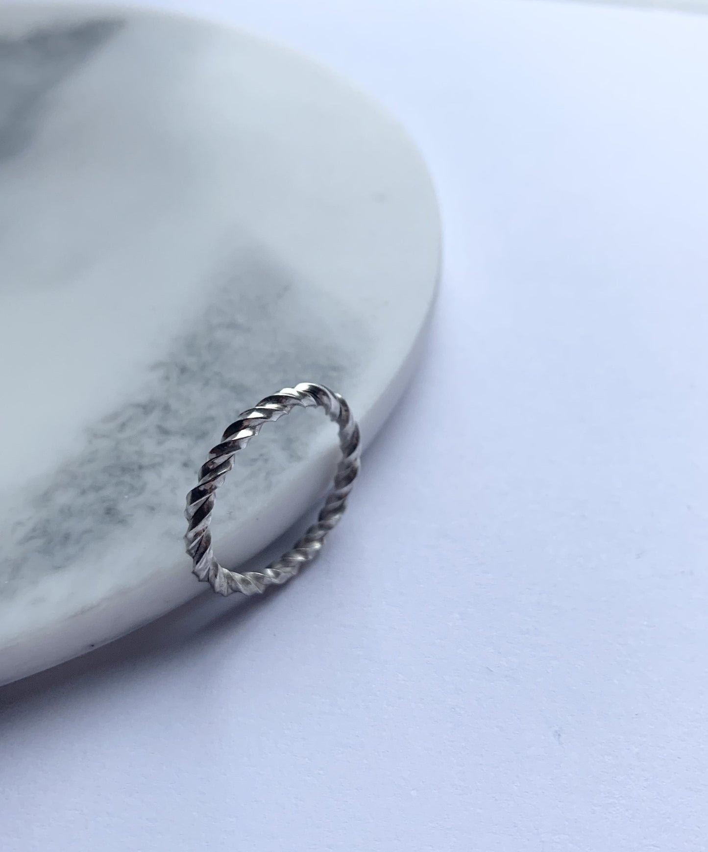 Double twisted square sterling silver ring