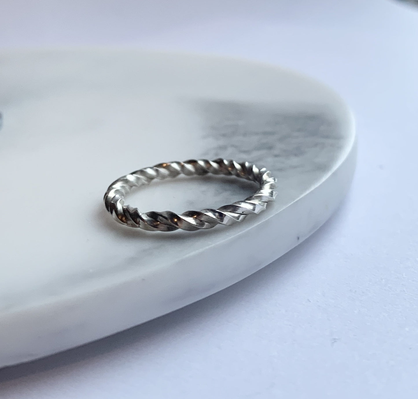 Double twisted square sterling silver ring