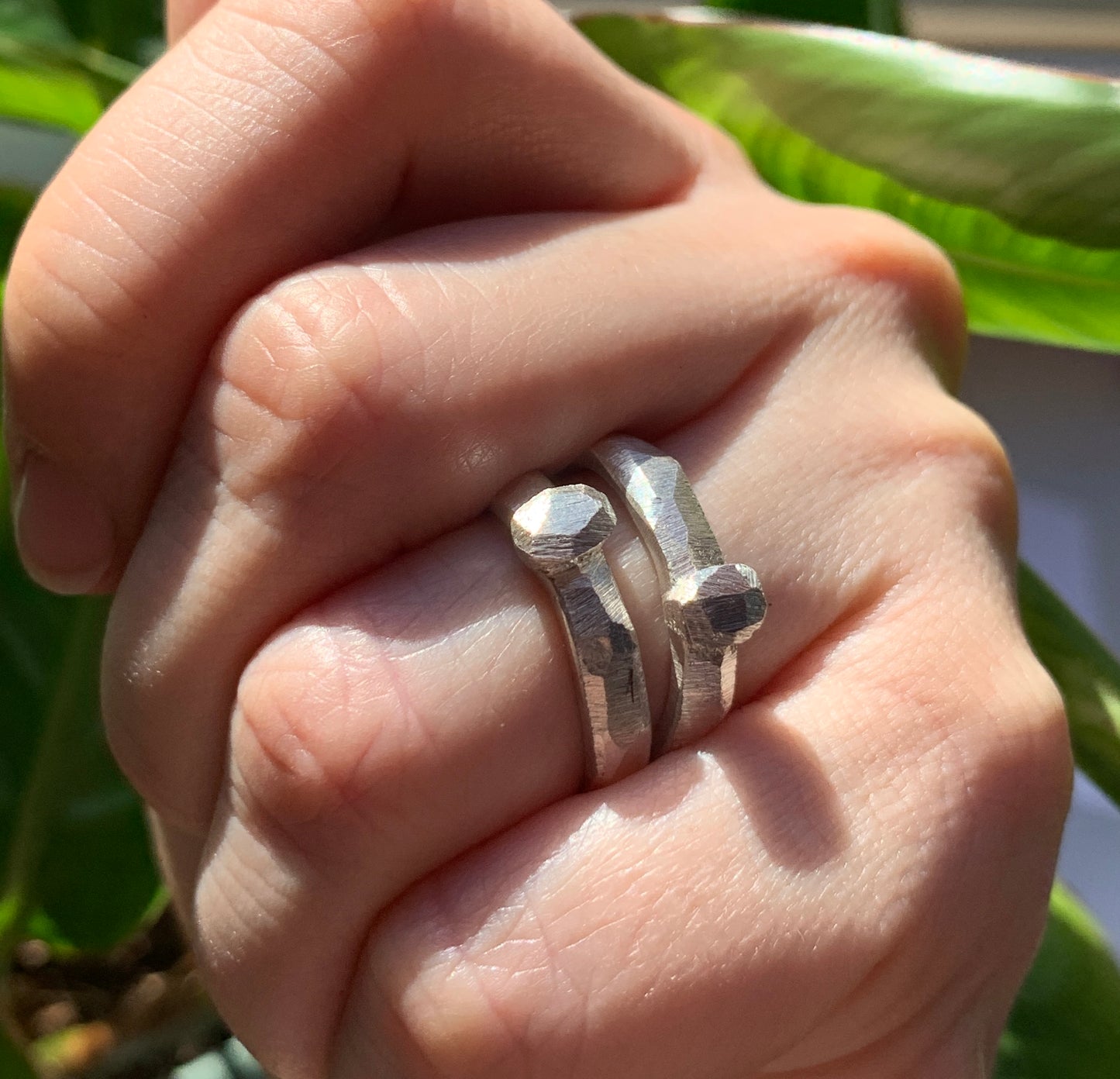 Bud ring silver sand casted ring