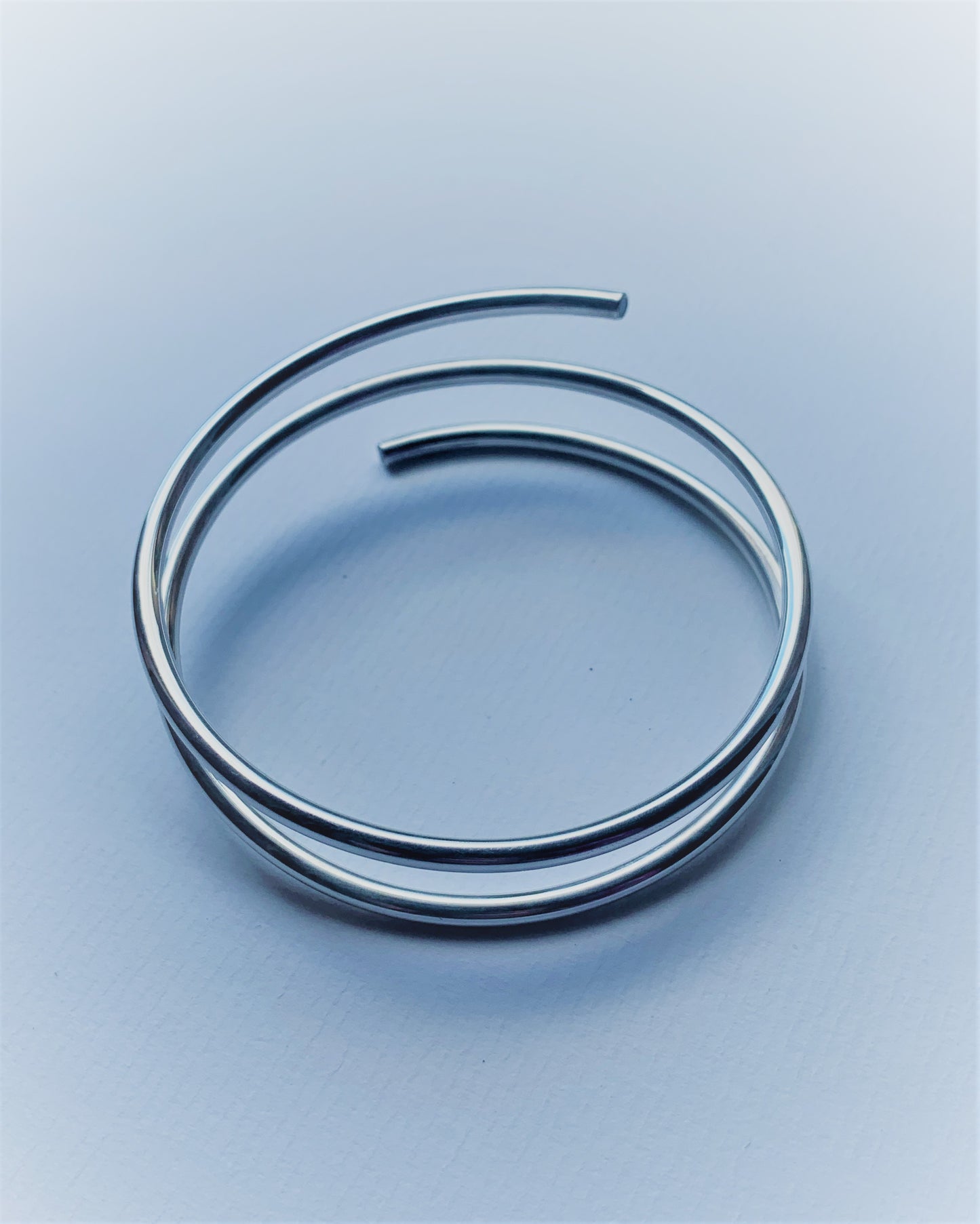 Swirl Arm Cuff / Bangle Solid Sterling Silver with end stones