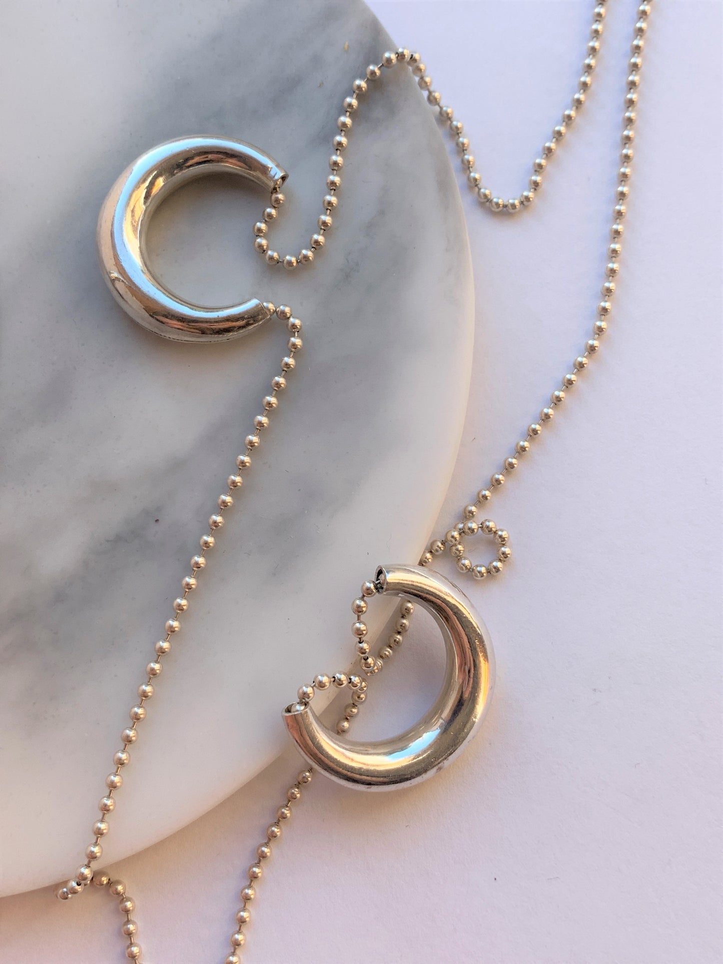 Unique Reclaimed Earrings Made Into Long Silver Necklace