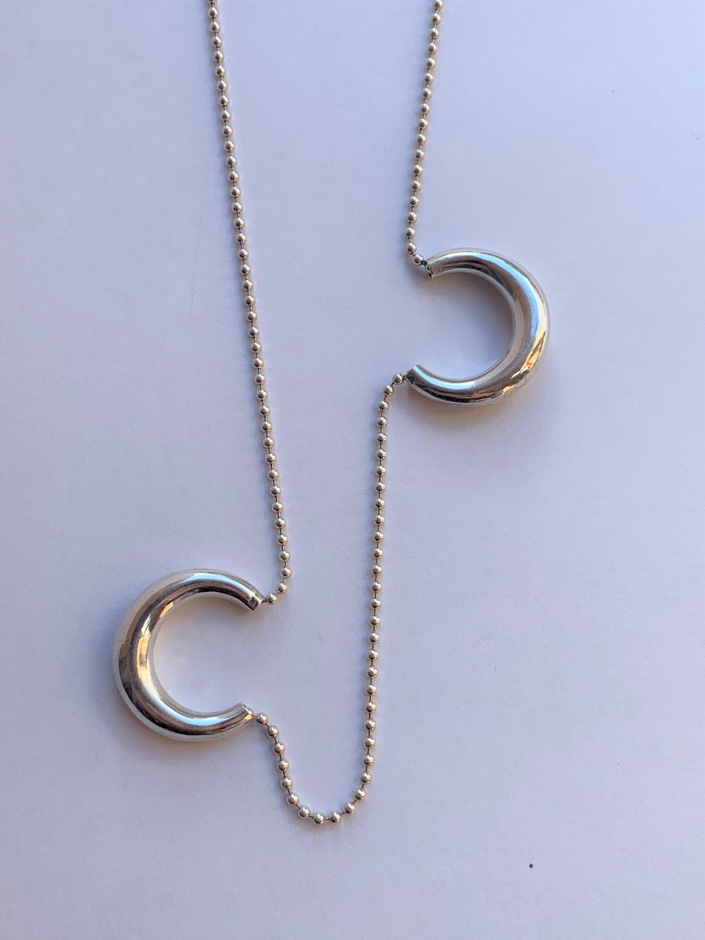 Unique Reclaimed Earrings Made Into Long Silver Necklace