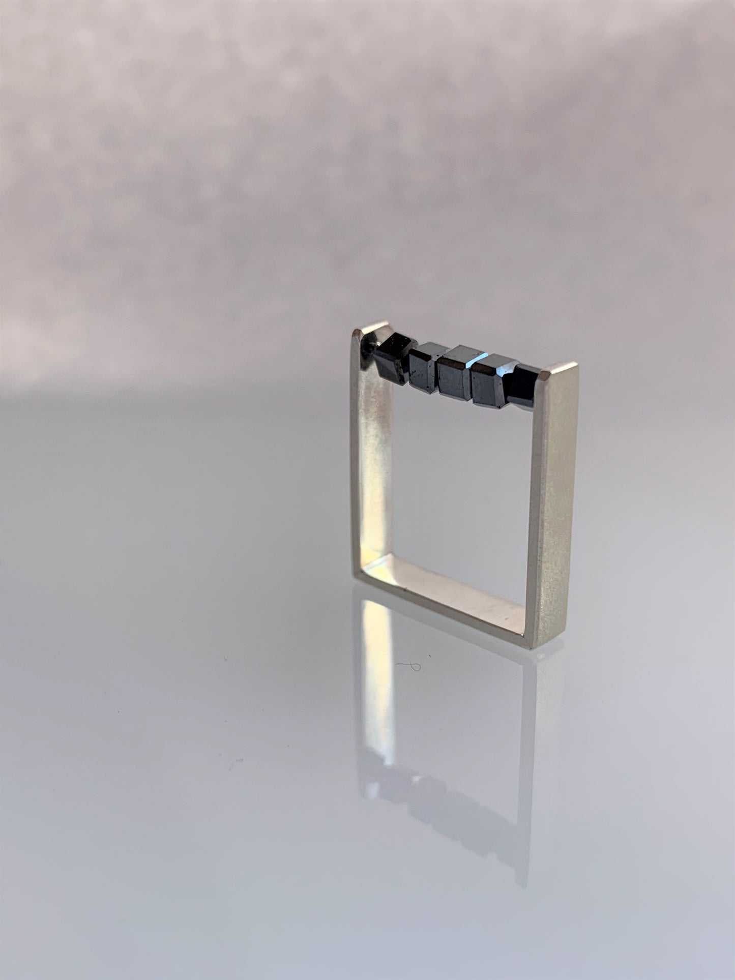ABACUS I - Single Diamond Row of Beads Square Ring