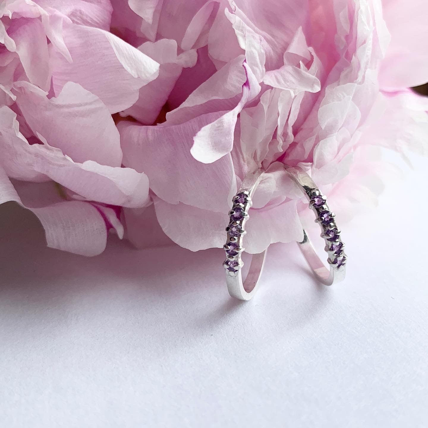 Bella Hoops - Everyday Silver Hoops with Semi-precious Garnet Stones