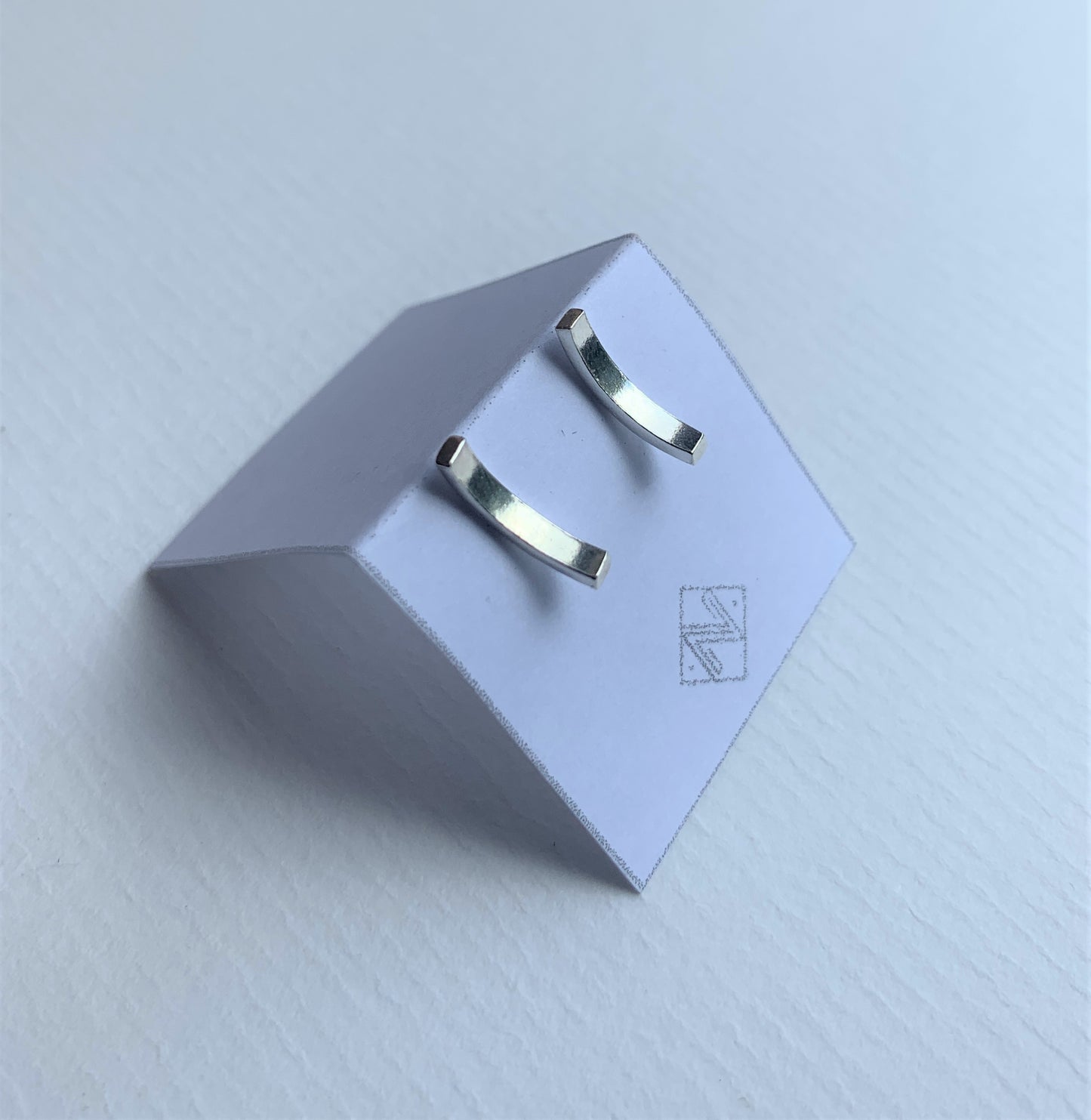 Bow Line Silver Stud Earrings