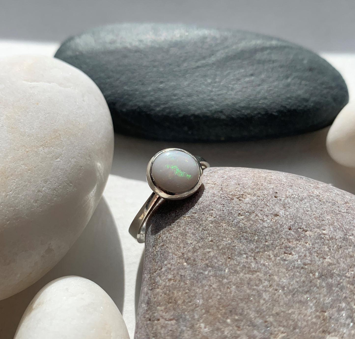 Opal Cabochon Sterling Silver Ring