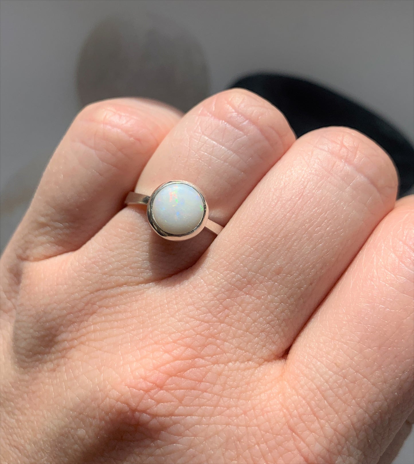 Opal Cabochon Sterling Silver Ring