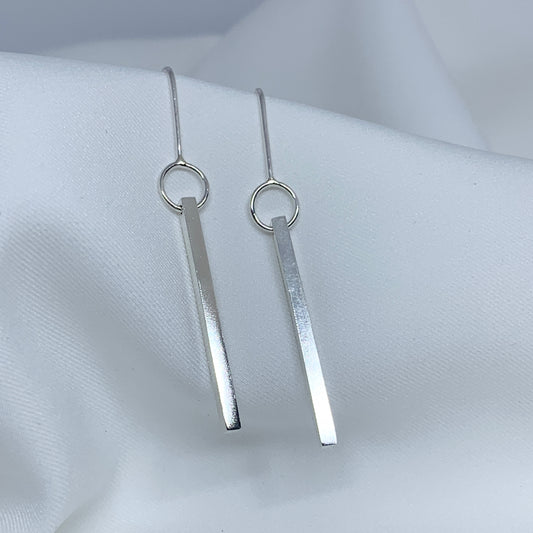 Long Bar Sterlings Silver Earrings