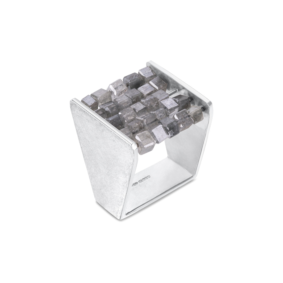 ABACUS V - Quintuple Row Starry Grey Diamond Bead Square Show Ring
