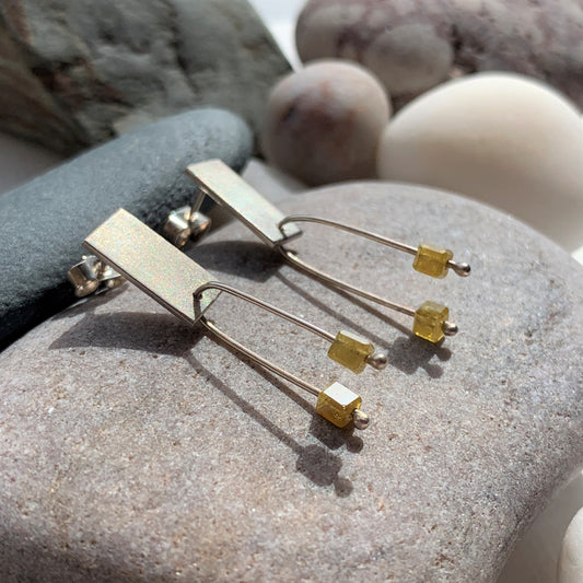 Abacus Arc Yellow Rough Diamond Earrings