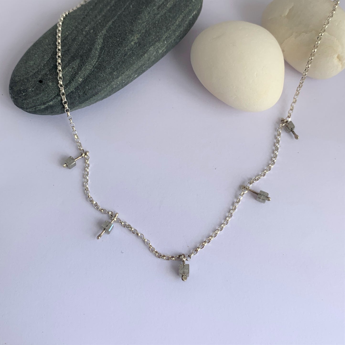 Abacus Starry grey Rough Diamond Dangly Necklace