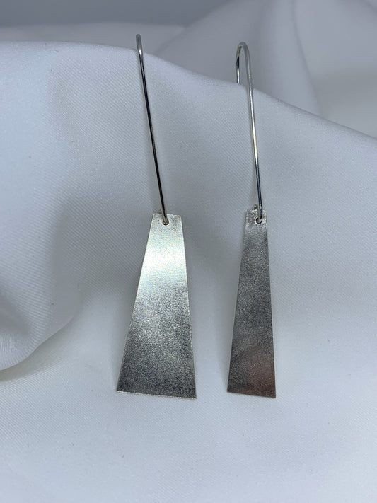Long Asymmetrical Sterling silver hook  earrings