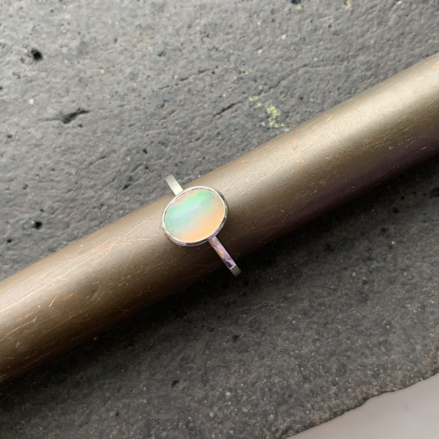 Oval Opal Sterling Silver Rings