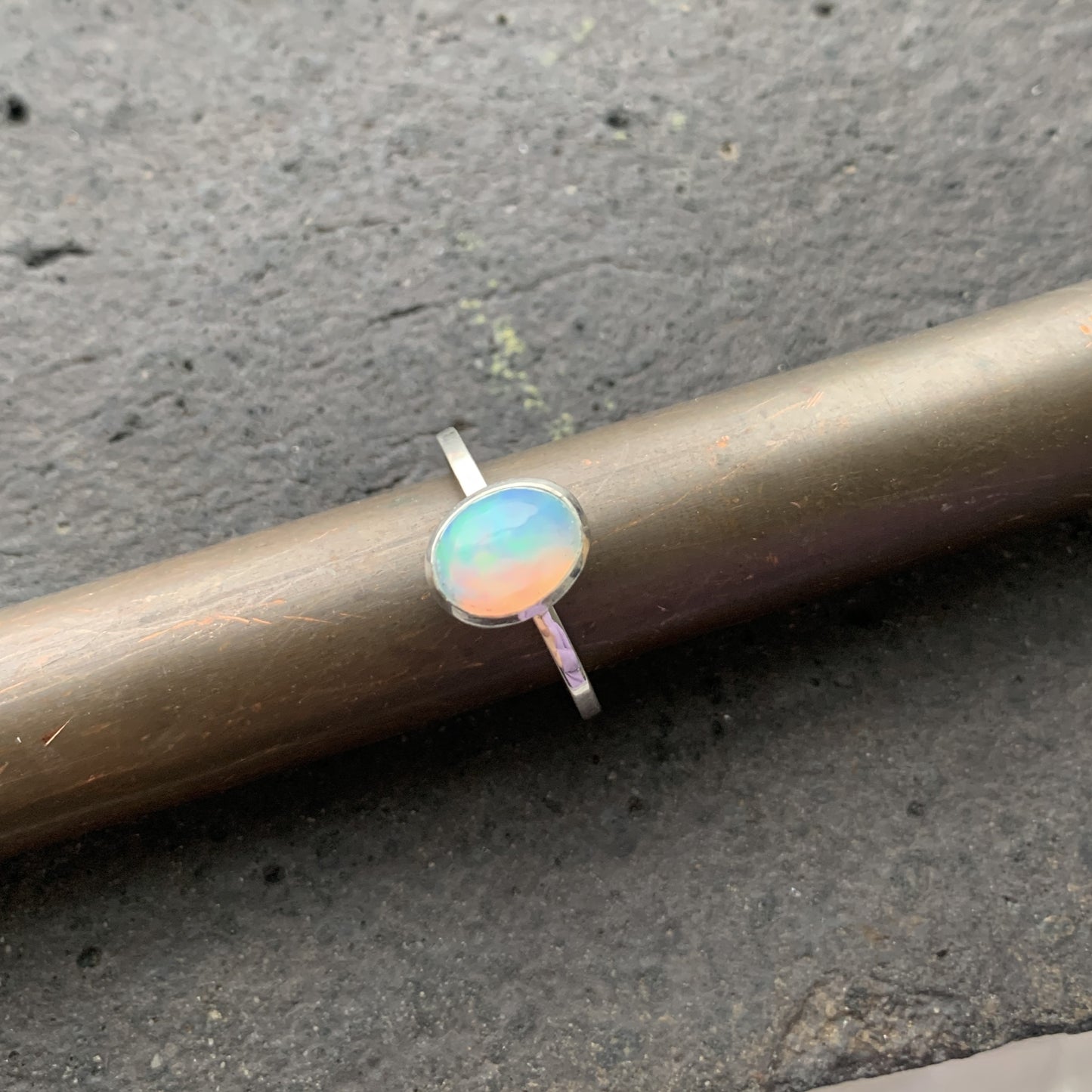 Oval Opal Sterling Silver Rings