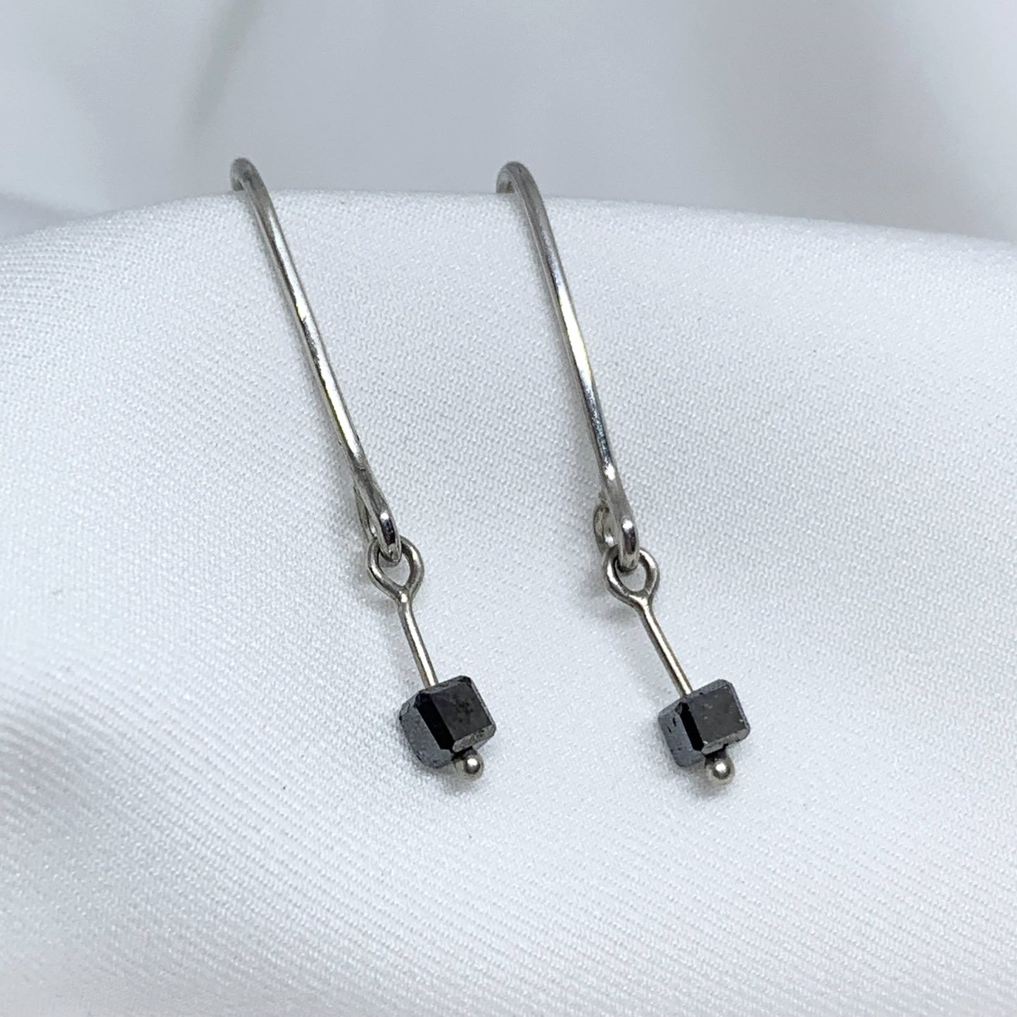 Abacus Black rough diamond dangly everyday earrings