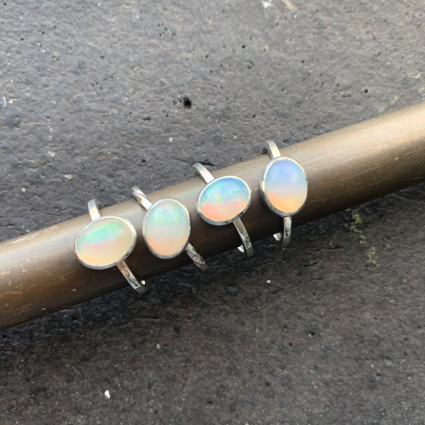 Oval Opal Sterling Silver Rings