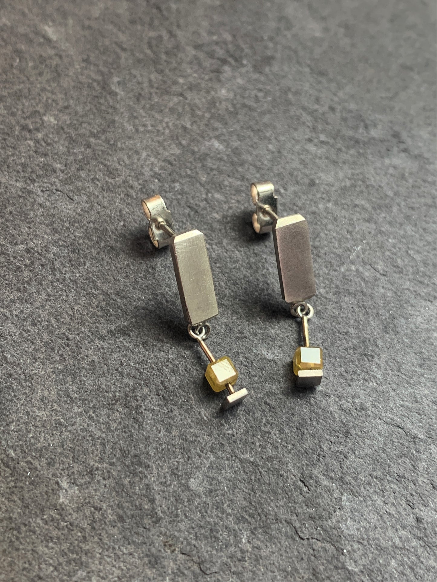 Abacus Single Bar Diamond Bead Dangly Earrings - Four colours available