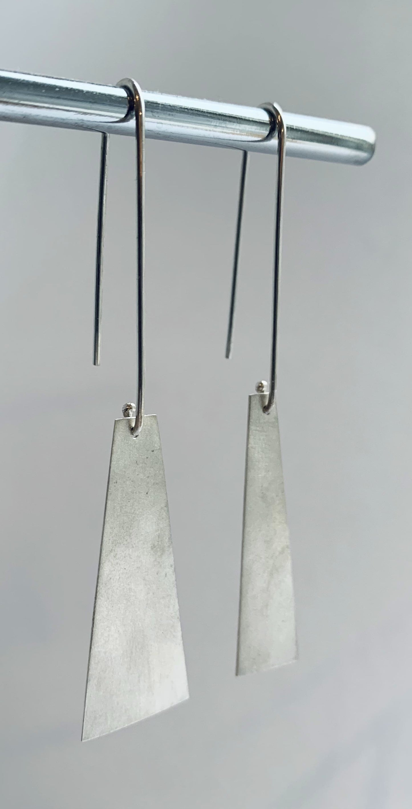 Long Asymmetrical Sterling silver hook  earrings