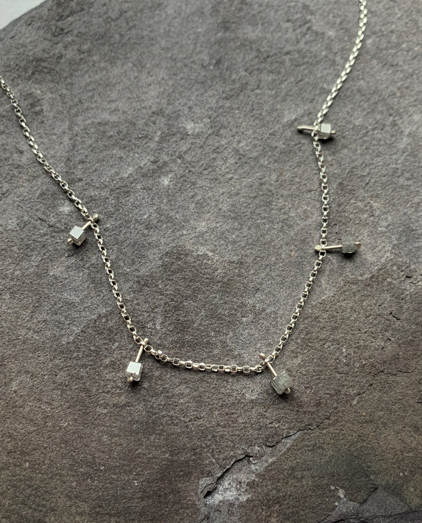 Abacus Starry grey Rough Diamond Dangly Necklace