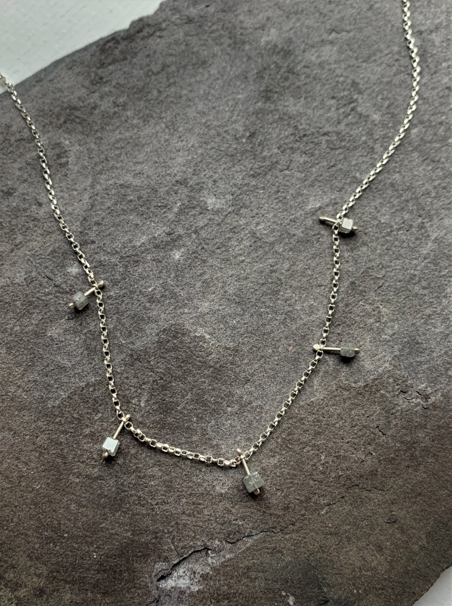 Abacus Starry grey Rough Diamond Dangly Necklace