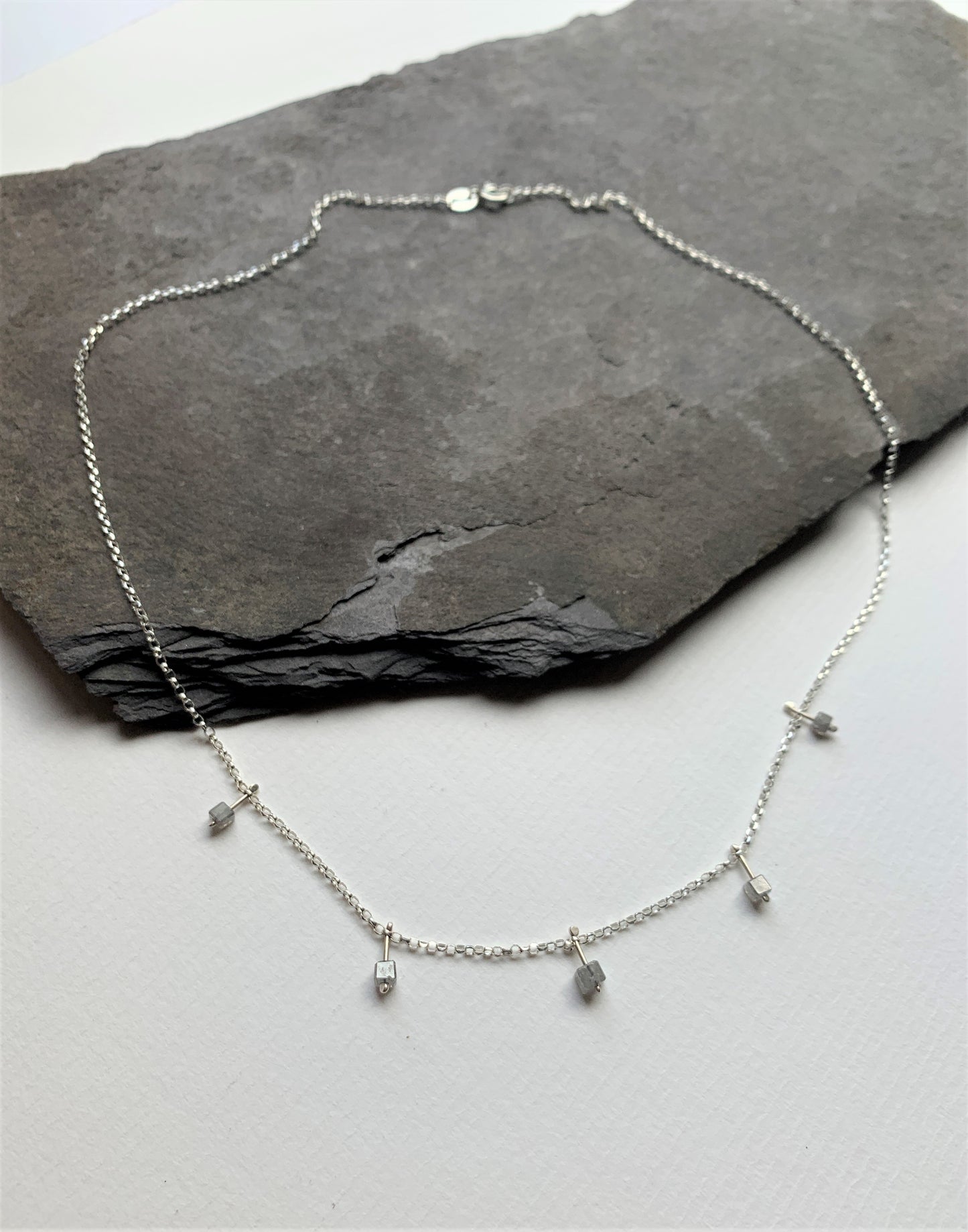 Abacus Starry grey Rough Diamond Dangly Necklace