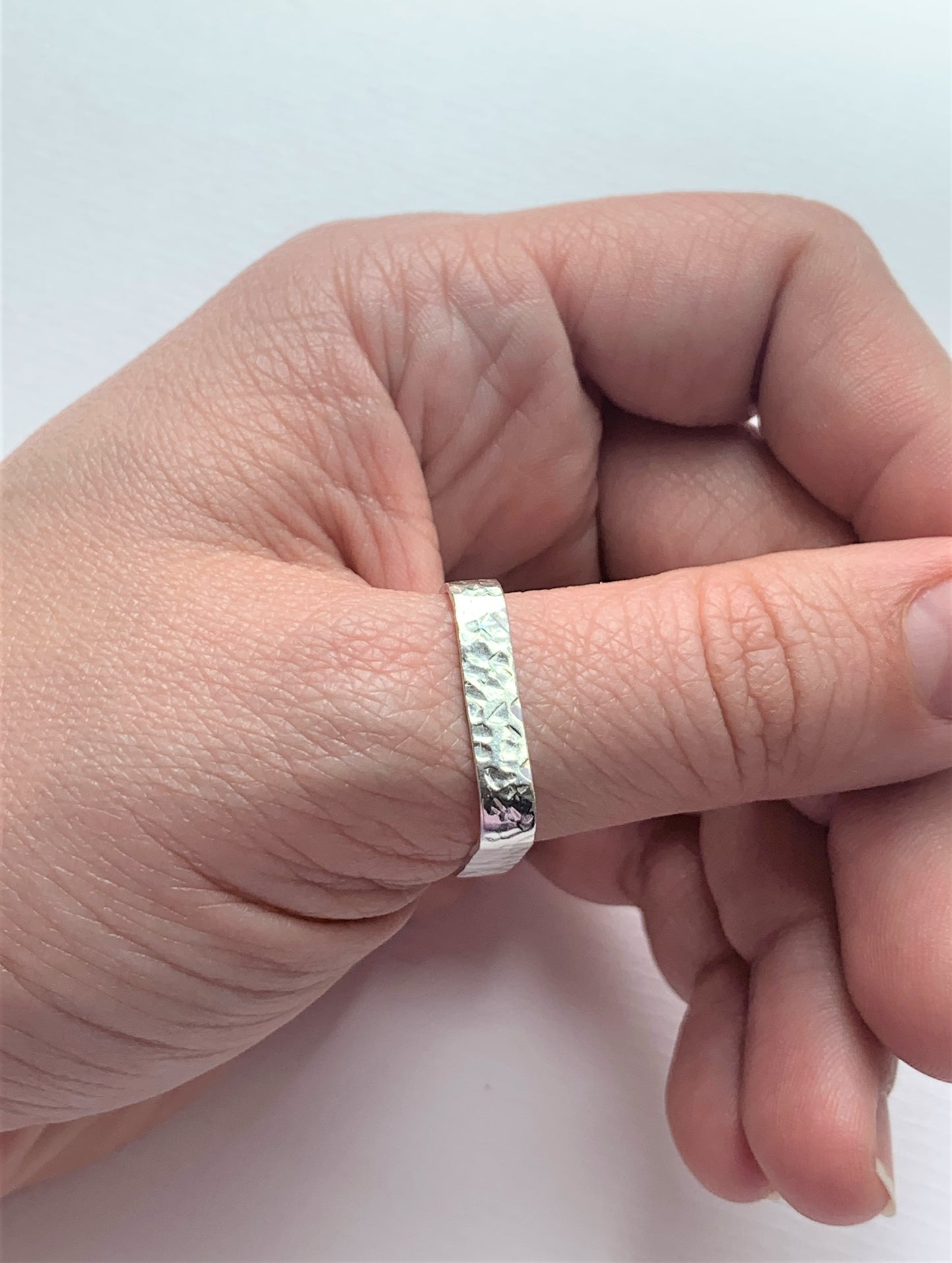 Textured unisex cushioned square silver ring