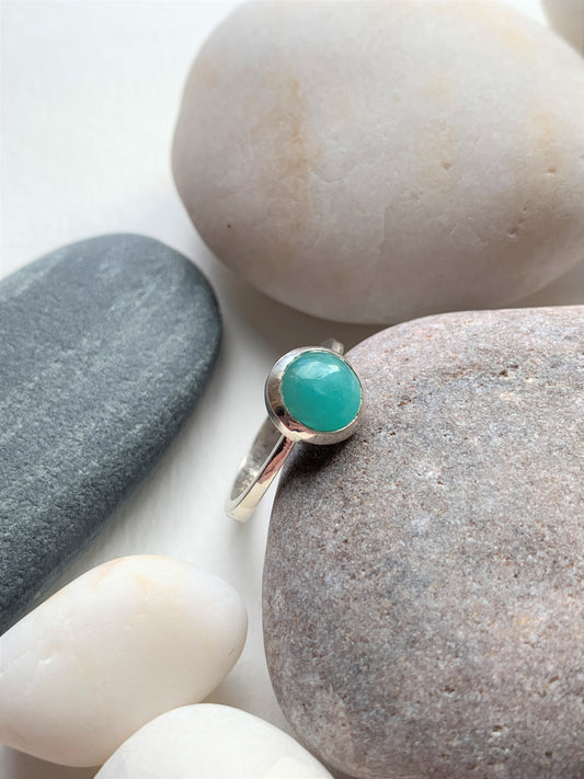 Amazonite Cabochon Sterling Silver Ring