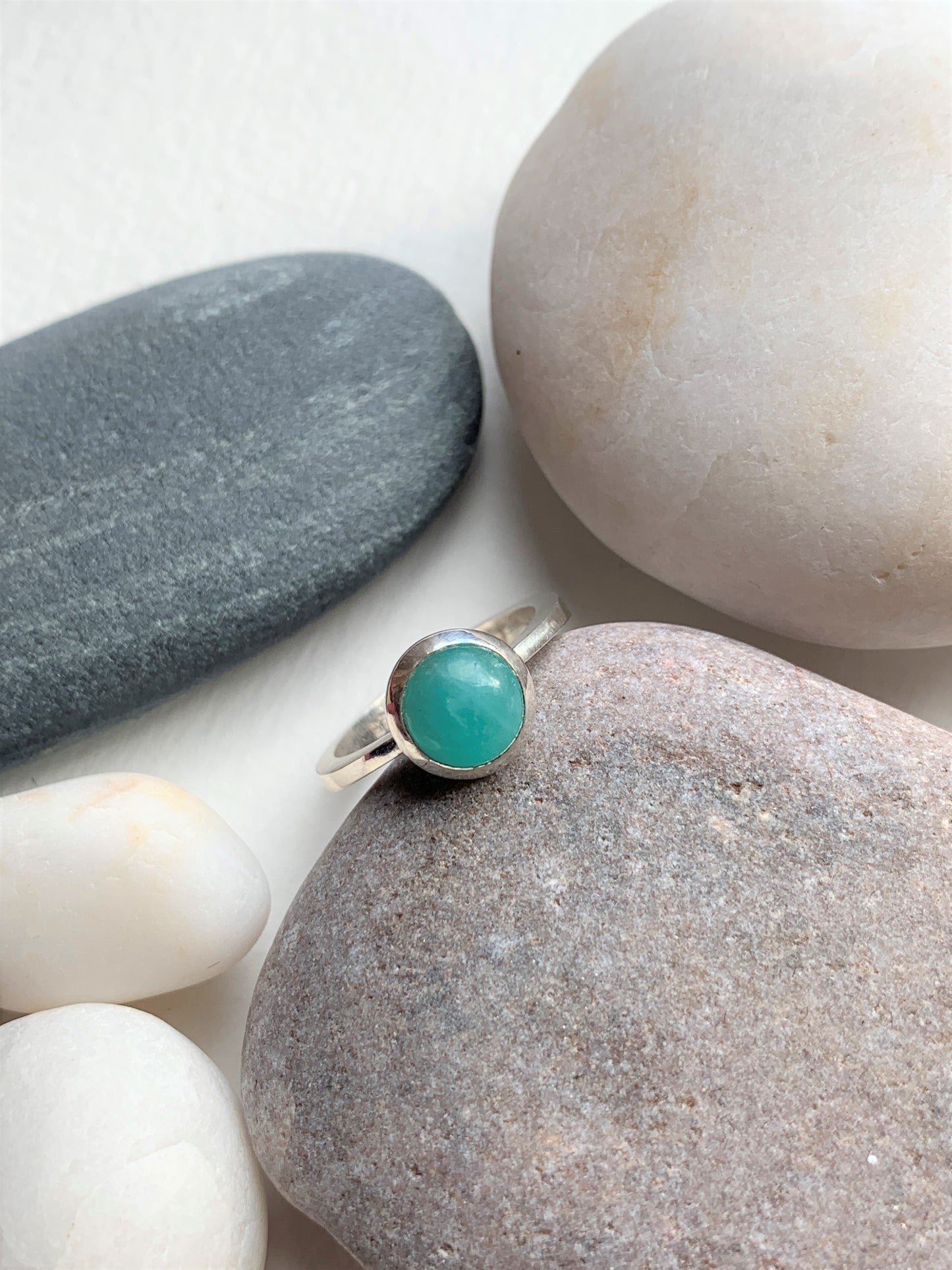 Amazonite Cabochon Sterling Silver Ring