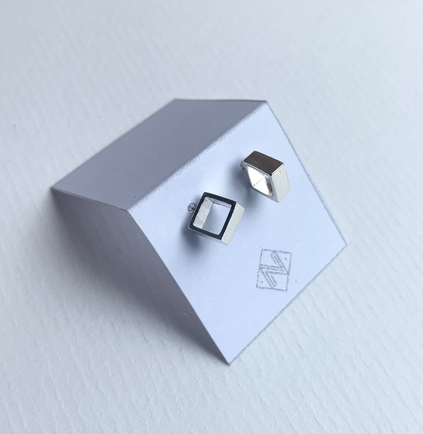 Silver Cube Stud earrings