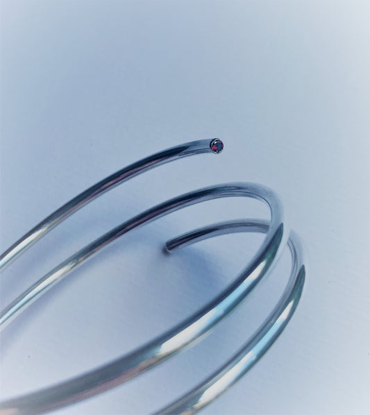 Swirl Arm Cuff / Bangle Solid Sterling Silver with end stones