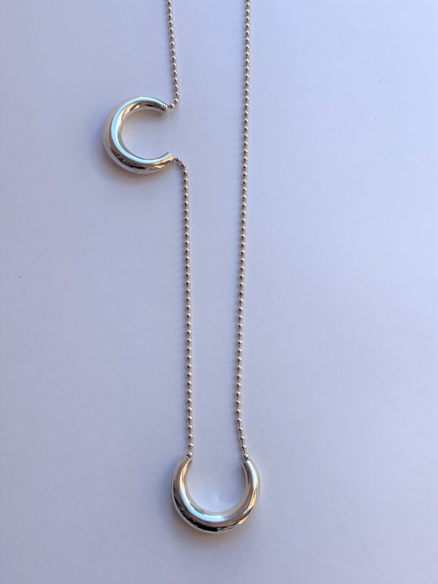 Unique Reclaimed Earrings Made Into Long Silver Necklace
