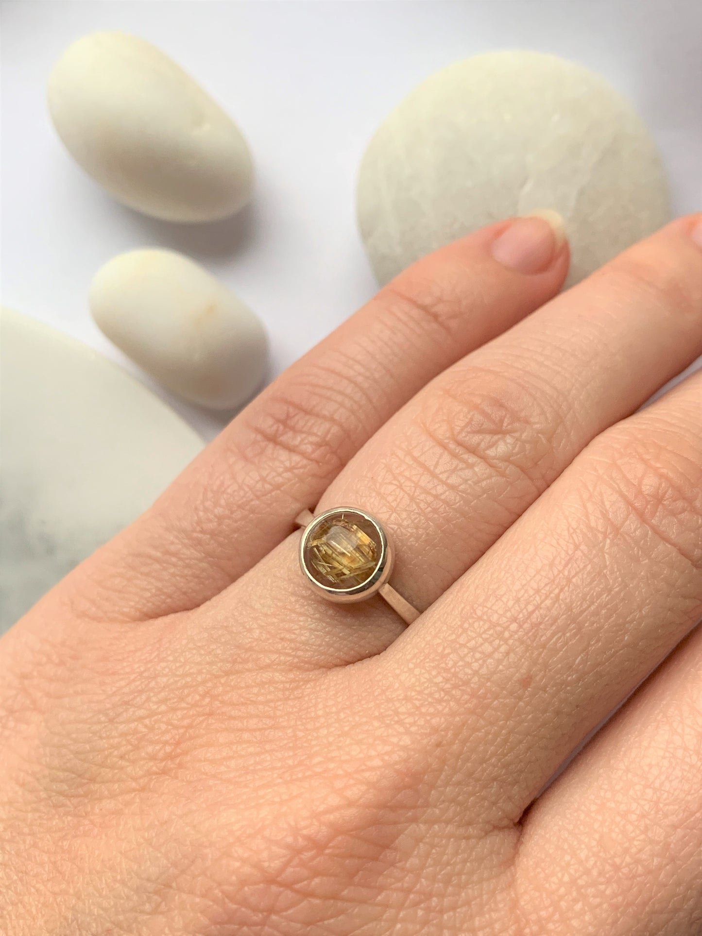 Rutilated Golden Quartz Ring - Alternative Engagement Ring