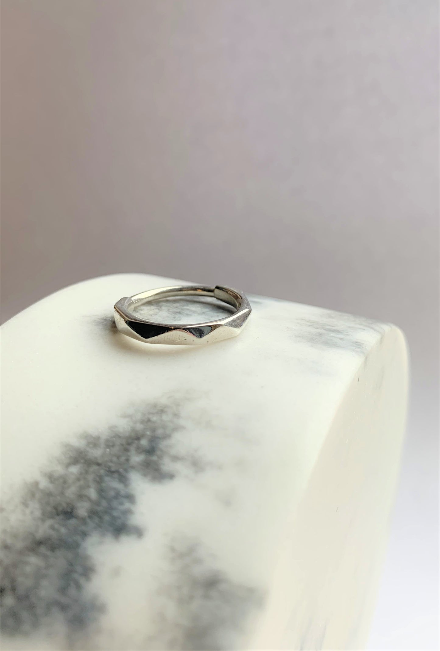 Faceted zig zag recycled sterling silver ring - alternative wedding band
