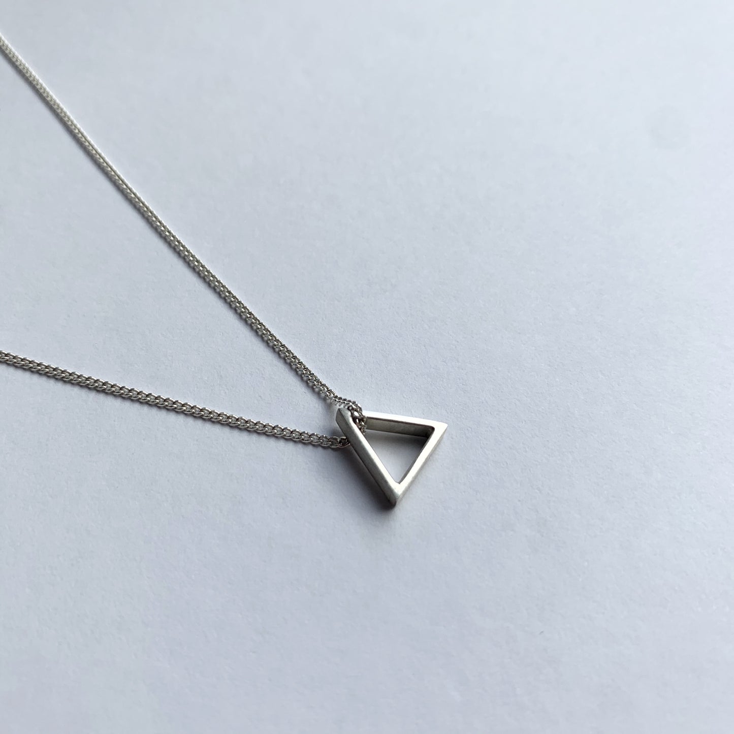 Small sterling silver 3D triangle on chain