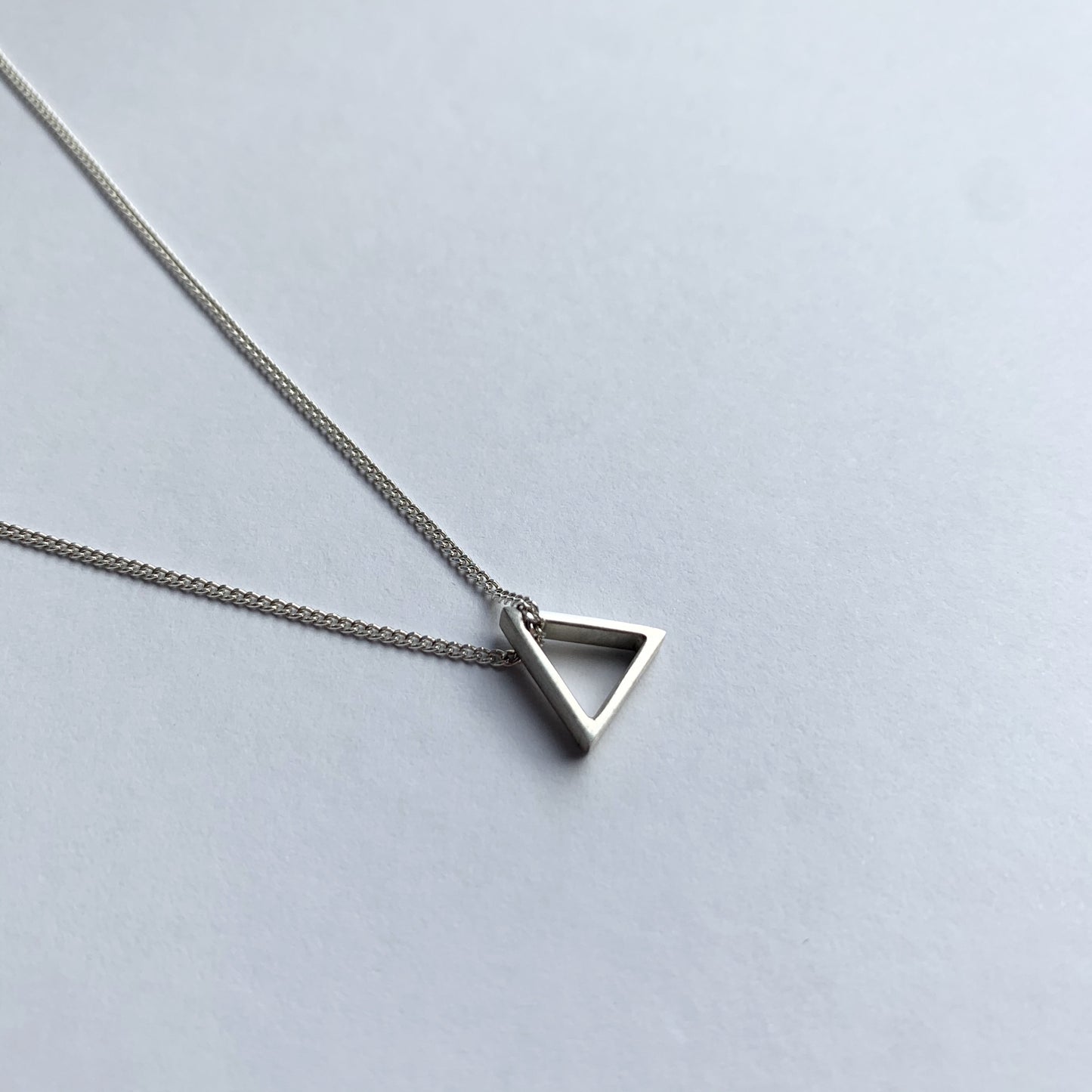 Small sterling silver 3D triangle on chain