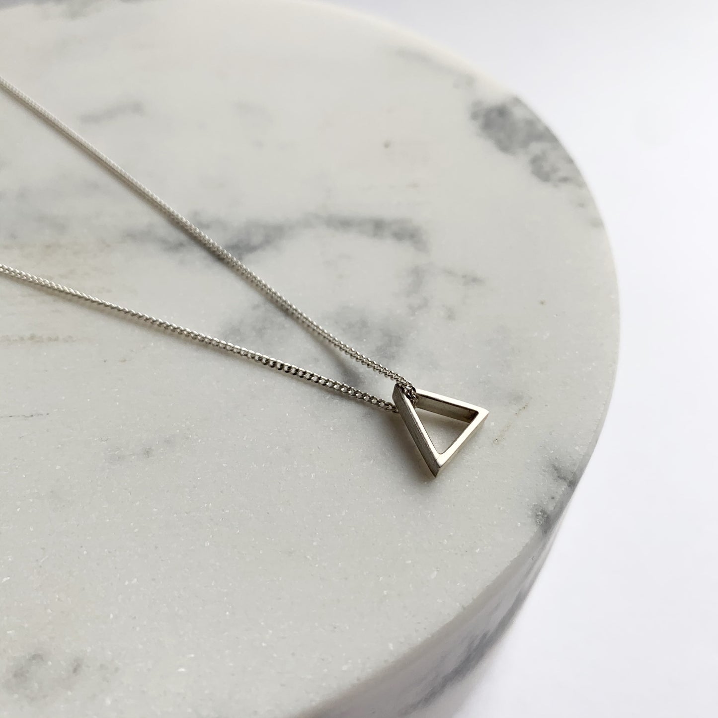 Small sterling silver 3D triangle on chain