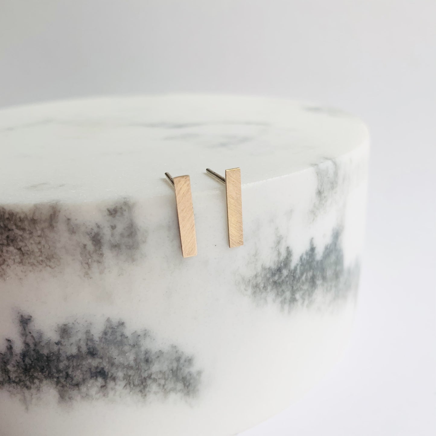 Small stripe 18K Rose gold fused with sterling silver earrings