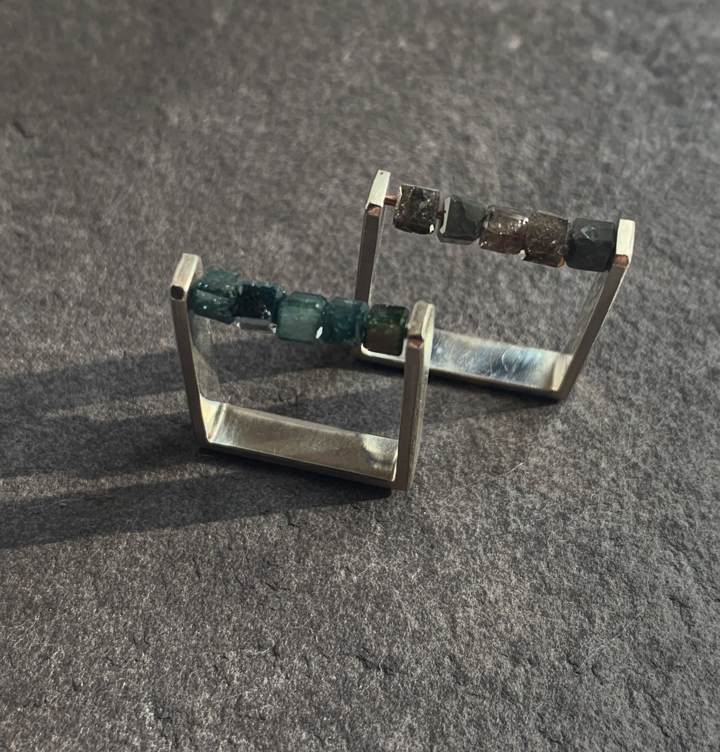 ABACUS I - Mauve Brown Diamond Bead Square Ring