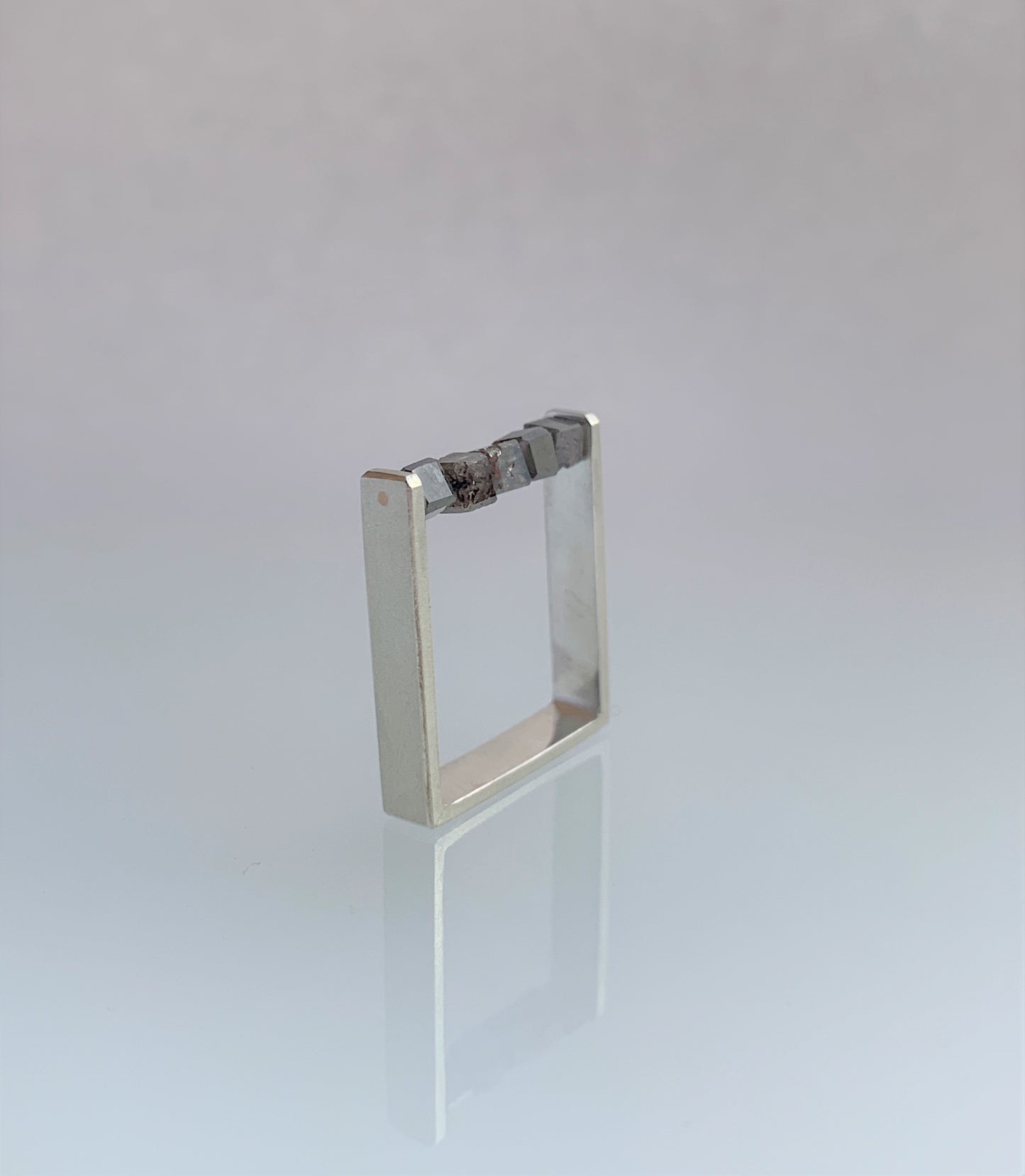 ABACUS I - Mauve Brown Diamond Bead Square Ring