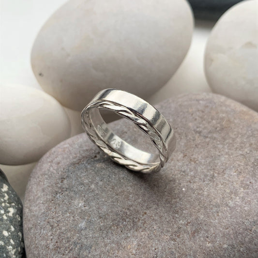Unisex Braided Detail Wedding Ring - Intertwined with love
